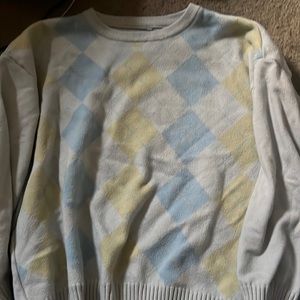 blue and yellow argyle sweater🩵💛